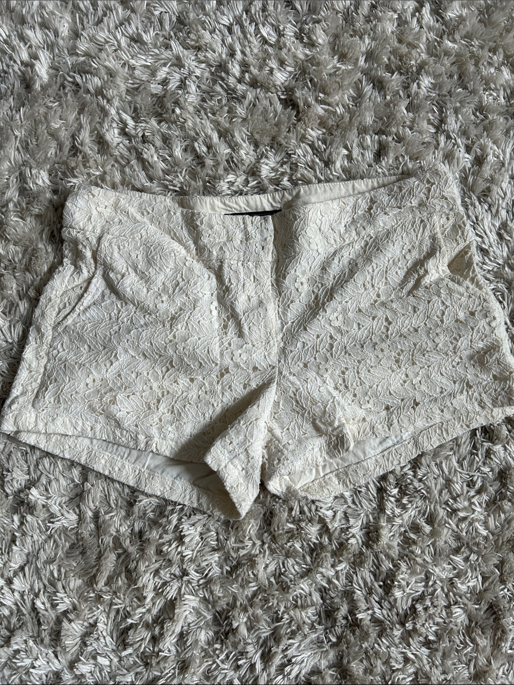 Jessica Simpson Cream Lace-Trim Shorts